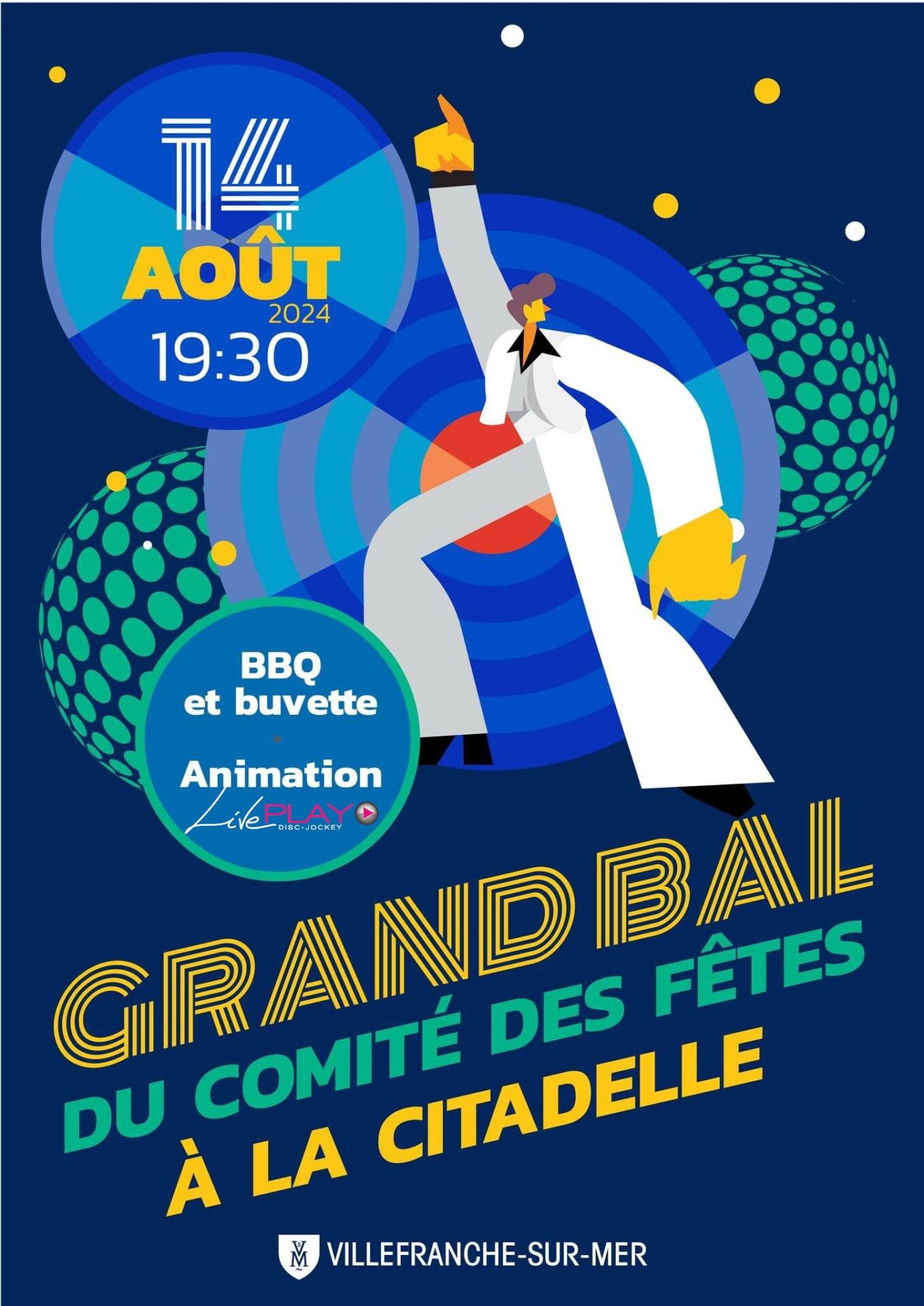 Affiche bal dansant Villefranche 14-08-24