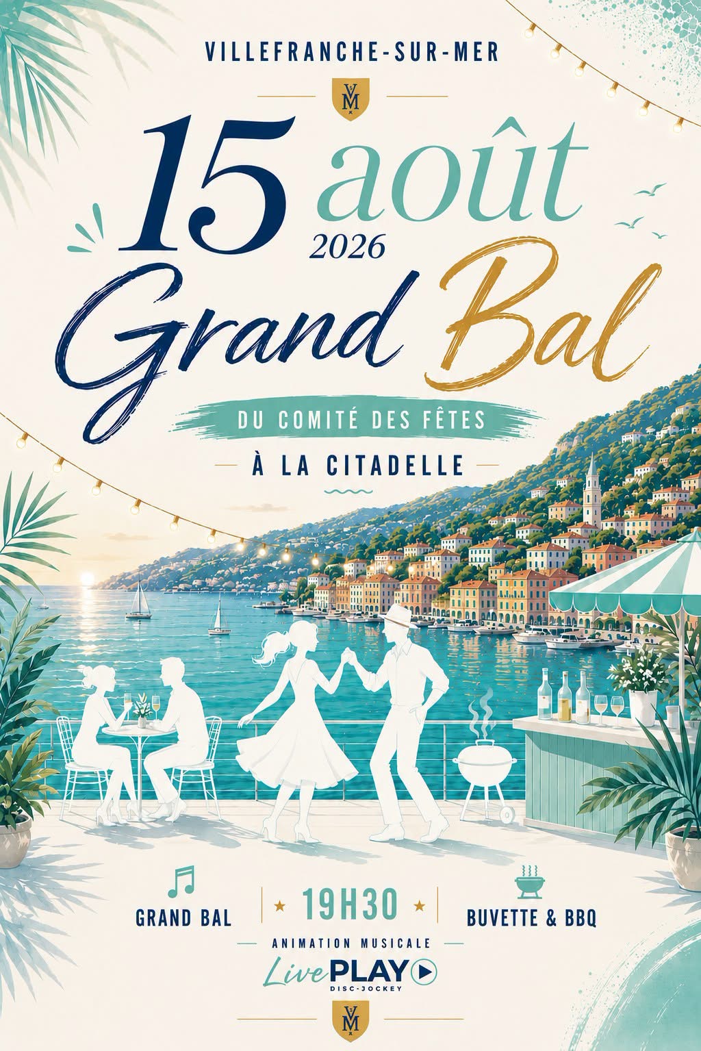 Affiche bal dansant Villefranche 15-08-26