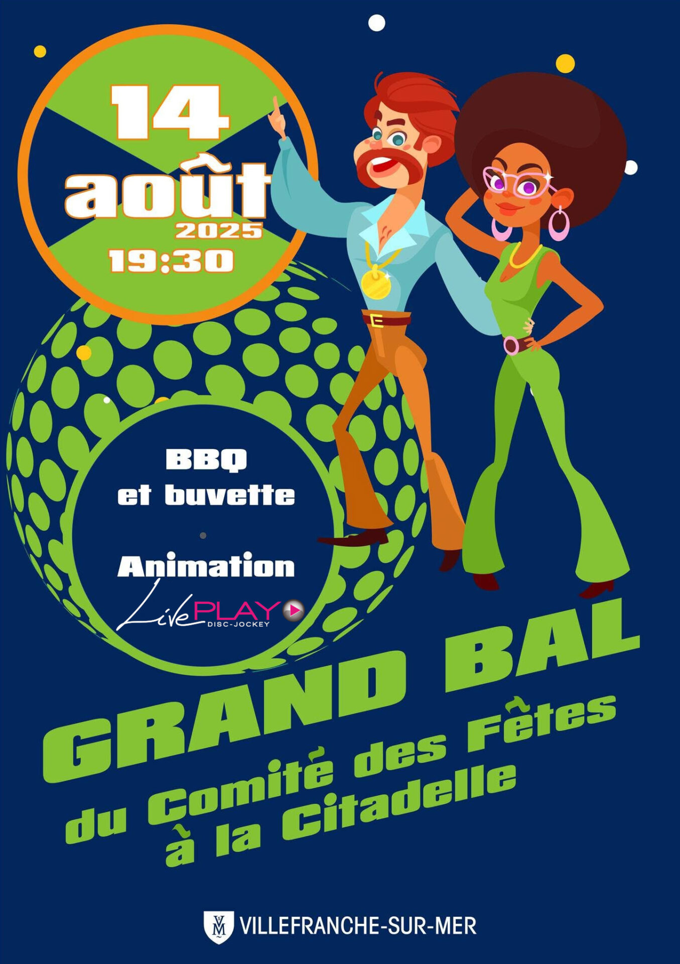 Affiche bal dansant Villefranche 14-08-25